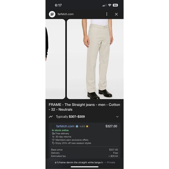 FRAME The Straight Jeans Cream Button Down Raw Hem - Picture 14 of 14